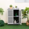 Grey Solid Wood Patio Storage Cabinet