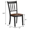 Set of 2 Solid Wood Black Dining Chairs with Brown Seat