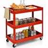 Red Steel Frame Kitchen Serving Utility Cart