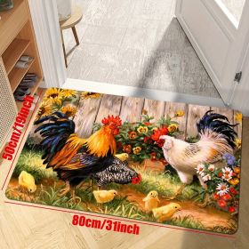 1pc Chickens Flowers Floor Mat