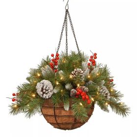 Artificial Christmas Hanging Basket Garland with White LED Light