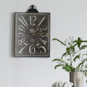 Large Vintage Black Rectangular Wall Clock