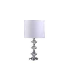 22.25" Geometric Prism Solid Crystal Table Lamp in Chrome Silver