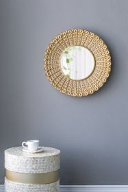 14" Gold Beaded Sunburst Mirror