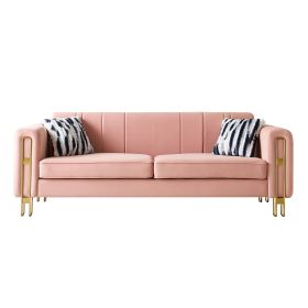 Modern Velvet Sofa 85.04 inch for Living Room Blush Pink Color