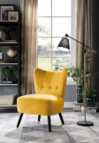 Accent Chair Yellow Velvet