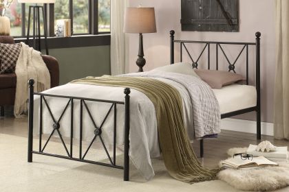 Black Finish Metal Frame 1pc Twin Platform Bed Modern Traditional Bedroom Furniture