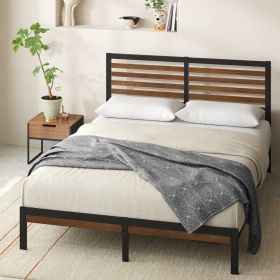 Zinus Kai Bamboo and Metal Platform Bed Frame with Headboard / No Box Spring Needed / Easy Assembly, Queen, Brown