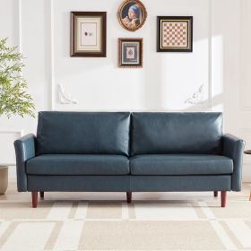 80'' Faux Leather Sofa, 3 Seater Leather Couch with Cozy Wide Seats and Padded Cushions, Mid-Century Modern Loveseat Couches for Living Room