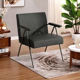 FX-P91-BK (SOFA CHAIR) Modern Black Accent Chair with Metal Frame - Stylish Upholstered Single Sofa, Perfect for Living Room, Bedroom