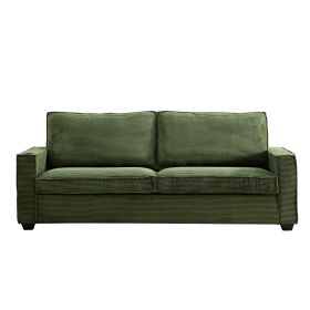 Corduroy Sofa, 87.4 inch Modern Design Sofa with Cup Holder and Storage Bags, Deep Seat Sofa Couch,Comfy Couch for Living Room,Apartment,Green