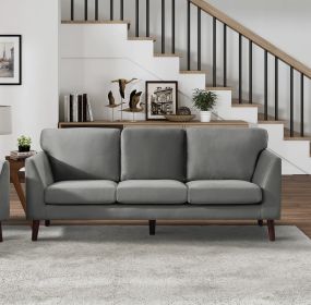 Modern Contemporary Living Room 1pc Sofa Gray Velvet Upholstery Dark Brown Legs Solid Wood Furniture