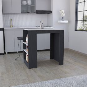 Kitchen Island with 3-Side Shelves