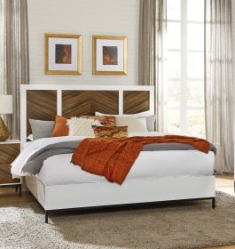 White and Walnut Finish 1pc Eastern King Bed