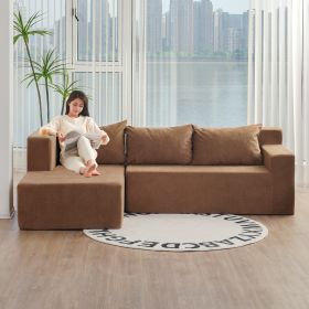 Modular Sectional Couch, Modern L-Shape Sectional Sofa with Chaise Lounge, Comfy Snow Velet Fabric Corner Sofa Couch