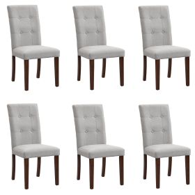 Linen Tufted Dining Room Chairs Set of 6