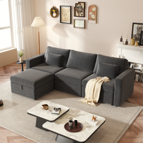 Modern Cotton Linen L-Shape Sectional Sofa, Oversized Upholstery Sectional Sofa