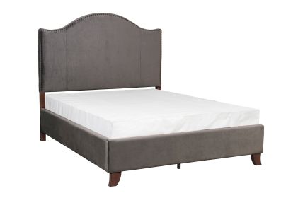 Velvet Upholstered Full Bed Camelback Headboard