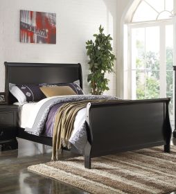 Modern 1pc Full Size Bed Bedroom Furniture Sleigh Design Headboard Footboard Plywood 1pc Bedframe