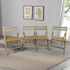 Furniture Slatted Wood Folding Special Event Chair - Wood, Set of 4, FOLDING CHAIR, FOLDABLE STYLE