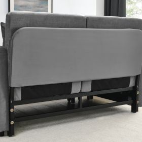 MH 54" Modern Convertible Sofa Bed with 2 Detachable Arm Pockets, Velvet Loveseat Multi-position adjustable Sofa with Pull Out Bed with Bedhead