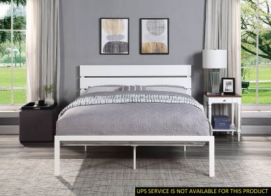 Contemporary Queen Bed 1pc Casual Style White Metal Bed Bedroom Furniture