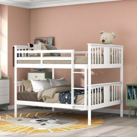 Full over Full Bunk Bed with Ladder for Bedroom, Guest Room Furniture-White(OLD SKU :LP000203AAK)