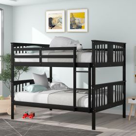 Full over Full Bunk Bed with Ladder for Bedroom, Guest Room Furniture-Espresso(OLD SKU :LP000203AAP)