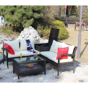 4 Piece Patio Sectional Furniture Sofa Set