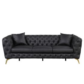 88.5" Modern Sofa Couch PU Upholstered Sofa with Sturdy Metal Legs, Button Tufted Back, 3 Seater Sofa Couch for Living Room,Apartment,Home Office