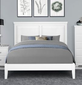 Classic Traditional 1pc Queen Bed Upholstered Headboard Faux Leather White Finish Bedroom Furniture