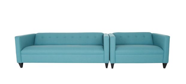 Loveseat and Sofa Set for Living Room, Modern DÃ©cor Couch Sets for Living Room, Bedrooms with Solid Wood Frame (Teal, Polyester Nylon)