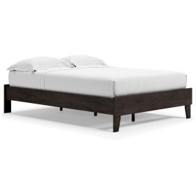 Asher Full Sized Platform Bed, Sleek Modern Silhouette, Charcoal Wood Frame