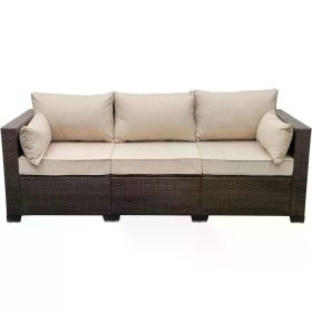 Outdoor Sofa with Non-Slip Beige Cushion,