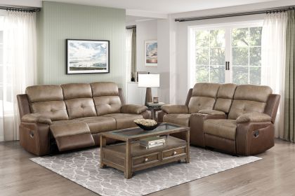 Comfort Sofa Set 2pc Brown Reclining Sofa