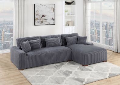 Modern 2pc Sectional Set XL Plush Corduroy