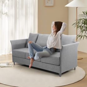 Modern detachable Sofa 3 Seater Sofa Couches with Metal frame for Living Room Apartment Bedroom,linen,Beige Gray