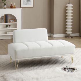 56.3"Inch Width Modern End of Bed Bench,Velvet Fabric Upholstered 2 Seater Sofa Couch Entryway Ottoman Bench