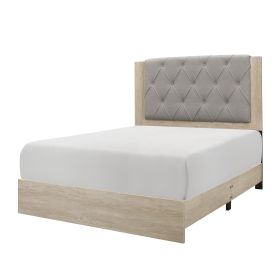 Modern Design Bedroom Furniture Cream Finish 1pc Beautiful Full Bed Button-Tufted Fabric Upholstered Headboard, Bed in a Box