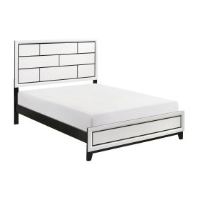 Modern Contemporary White Finish Full Bed 1pc Wooden Bedroom Furniture Black Line Design