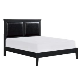 Classic Black Finish Eastern King Size Panel Bed Wooden Bedroom Furniture 1pc