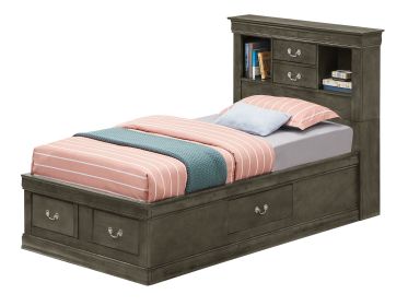 Glory Furniture Louis Phillipe G3105B-TSB Twin Storage Bed , Gray