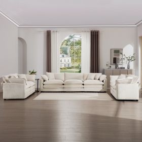 Modern Fabric Living Room Sofa 2-Piece Set, Two 2 Seater Sofa and One 3-Seater Sofa