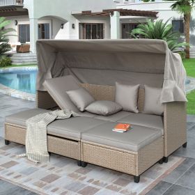 Patio Sofa Set with Retractable Canopy,