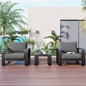 3-pieces Aluminum Frame Patio Furniture With 6.7" Thick Cushion And Coffee Table, All Weather Use Olefin fabric Outdoor Chair