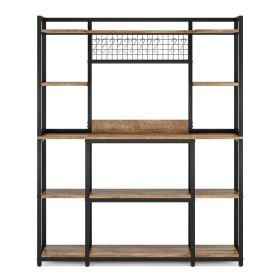 5-Tier Kitchen Baker's Rack, 55" Wide Kitchen Storage Shelf with 11 Hooks