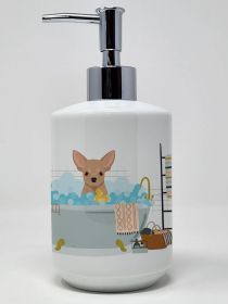 Cream Chihuahua Ceramic Soap Dispenser