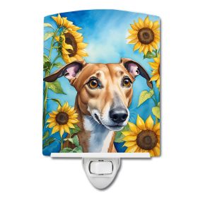 NEW Greyhound in Sunflowers Ceramic Night Light