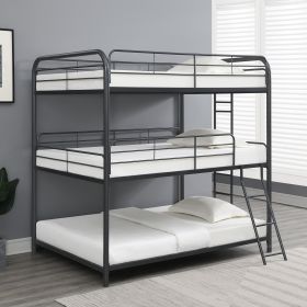 Furniture Triple Bunk Bed, FULL/FULL/FULL, black