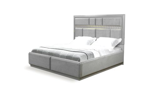 Da Vinci Modern Style King Bed Made with Wood in Gray